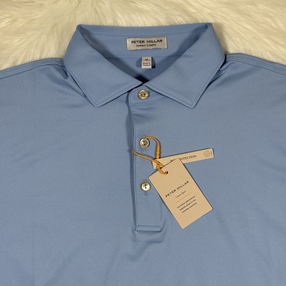 Peter Millar Men's Size Medium Blue Summer Comfort Performance Jersey Polo Shirt - Picture 2 of 8